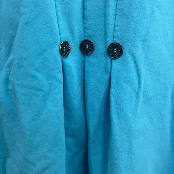 Lulu-B Blue Notched Collar Button Down Shirt sz XL - Picture 4 of 9